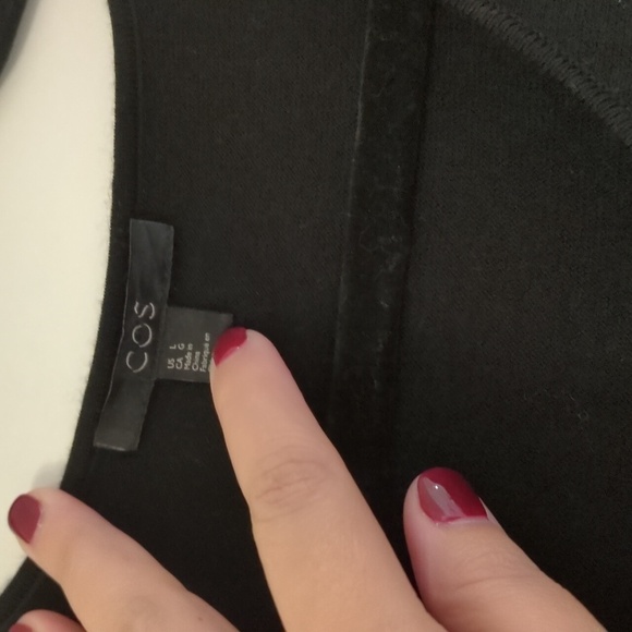 COS black flare Wool Asymmetrical Dress Office Winter Dark Academia Career Sz L - Picture 7 of 9